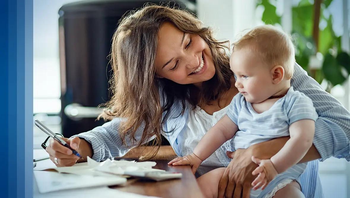 Woman holding child